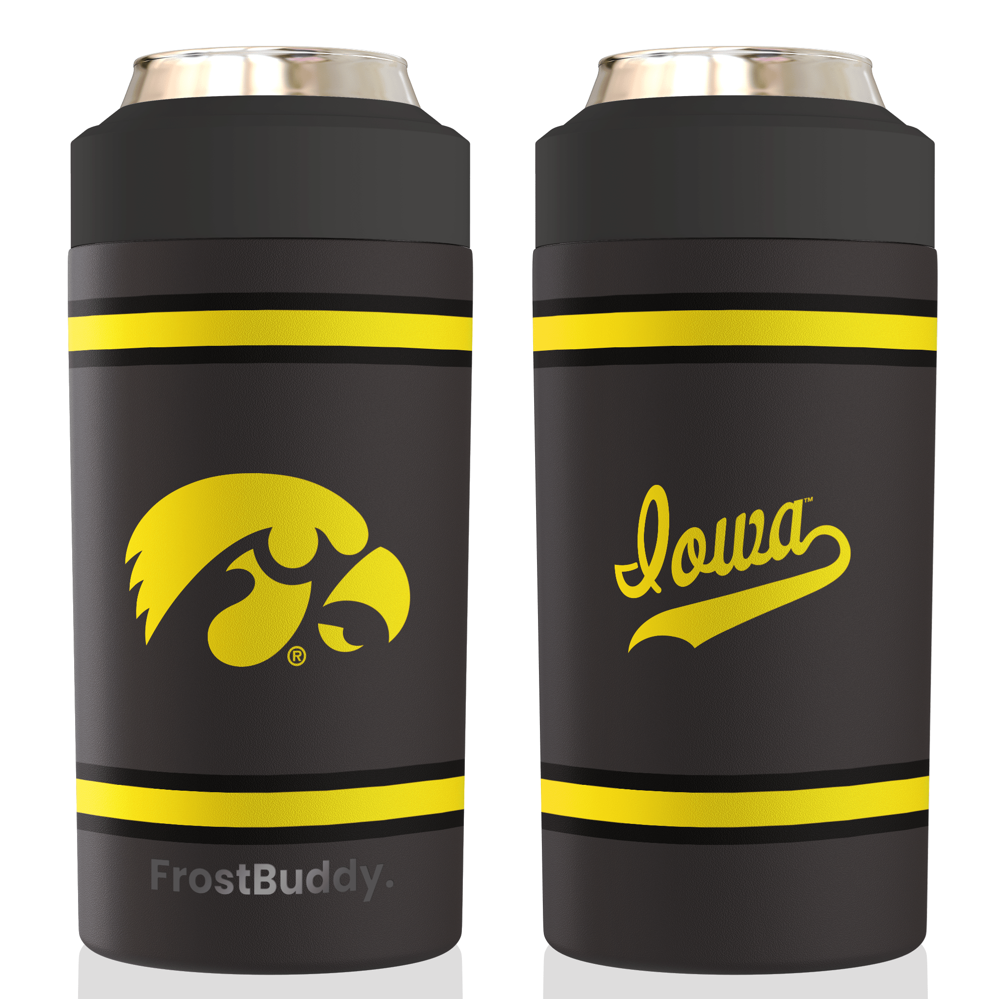 Universal Buddy | University of Iowa - Holds 12oz Cans, Slim Cans, Bottles, 16oz Cans & Bottles - Keep Your Drink Cold for 12+ Hours | Frost Buddy