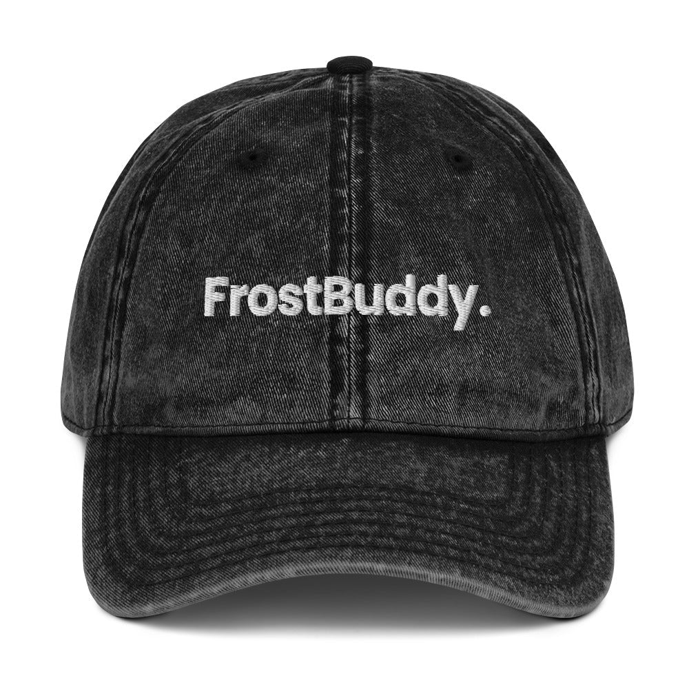 Frost Buddy  Black Logo Vintage Cotton Twill Cap #color_black