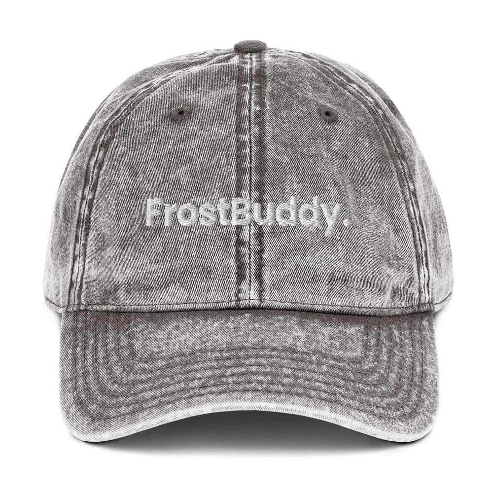 Frost Buddy  Charcoal Grey Logo Vintage Cotton Twill Cap #color_charcoal grey