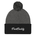 Frost Buddy  Dark Heather Grey/ Black Elegant Pom-Pom Beanie