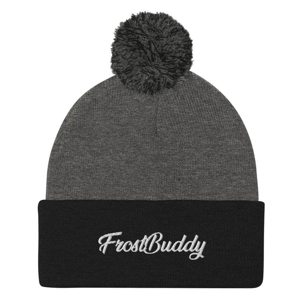 Frost Buddy  Dark Heather Grey/ Black Elegant Pom-Pom Beanie #color_dark heather grey/ black