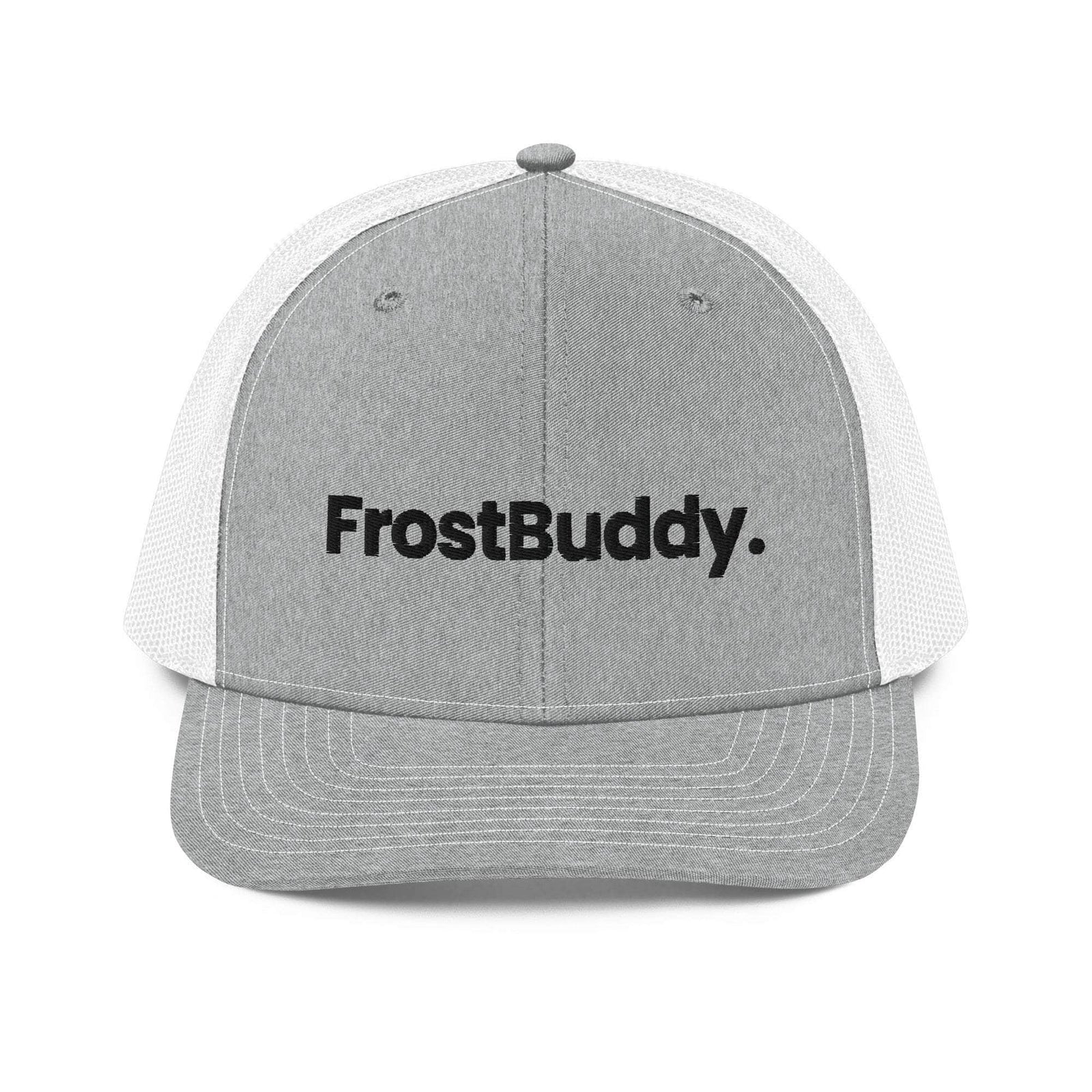 Frost Buddy  Heather Grey/White Logo Trucker Cap #color_heather grey/white