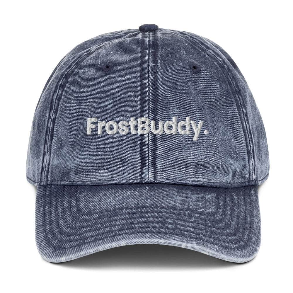Frost Buddy  Navy Logo Vintage Cotton Twill Cap #color_navy