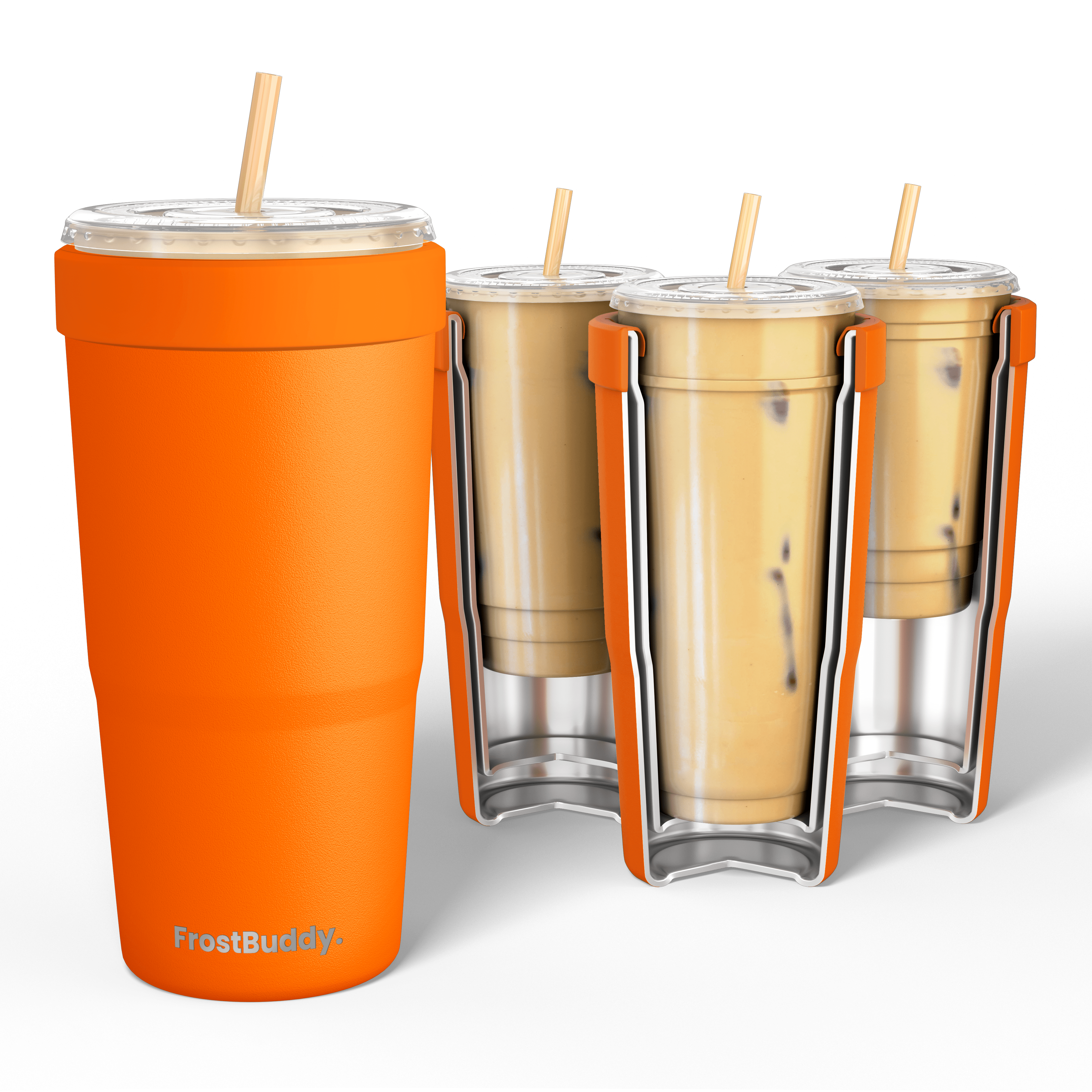 Universal Buddy 2.0 Can Cooler Drink Lid with Straw - Orange