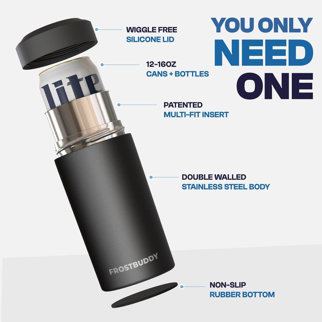 Universal Buddy | World's 1st Universal Can Cooler | Fits Cans + Bottles In One Frost Buddy Universal Buddy | World's 1st Universal Can Cooler | Fits Cans + Bottles In One Frost Buddy