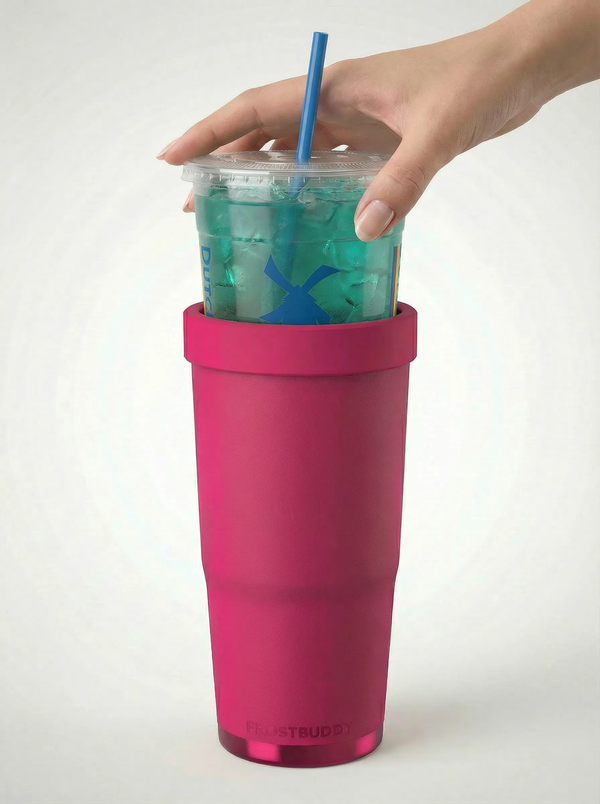 DUTCH BROS cup shown inside the tumbler