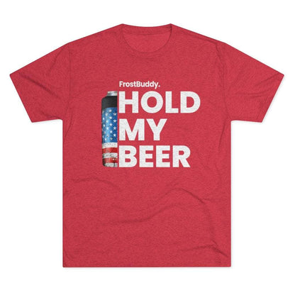 Printify T-Shirt Tri-Blend Vintage Red / S Hold My Beer Backside | Merica